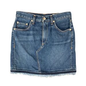Rag & Bone Skirt Women 25 Denim Fringe Edge Slant Stitch Zip Fly Dive Micro Mini